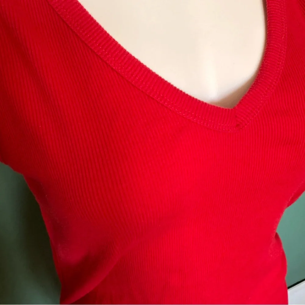 Target A New Day Bright Red Body Con Fitted Scrunch Dress V-neck Sleeveless - Picture 6 of 7